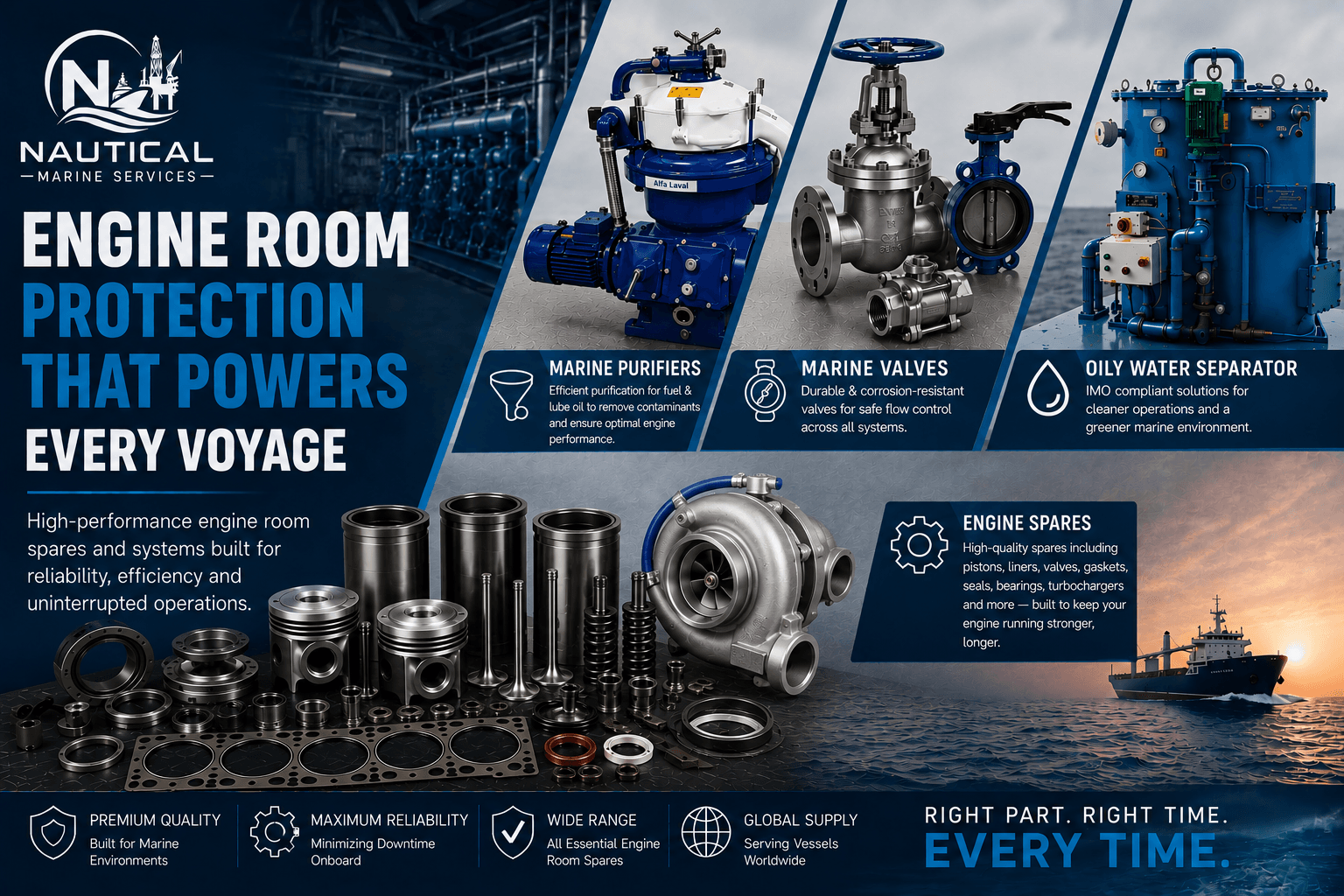 Engine room spare parts stock for vessel uptime