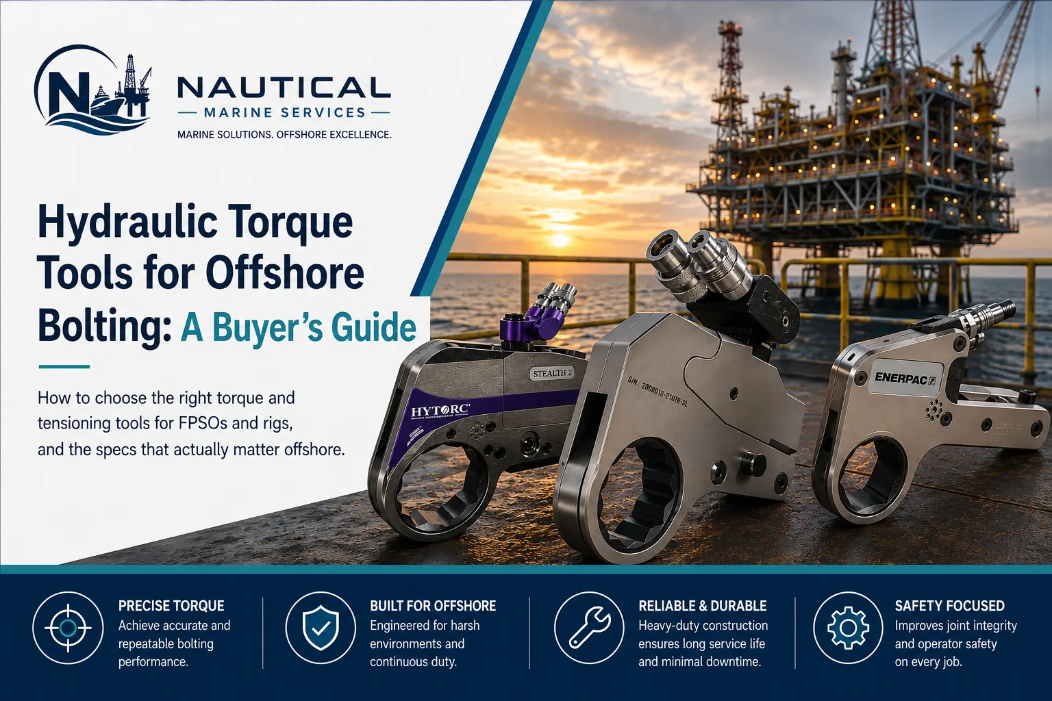 Hydraulic torque wrench for offshore flange bolting